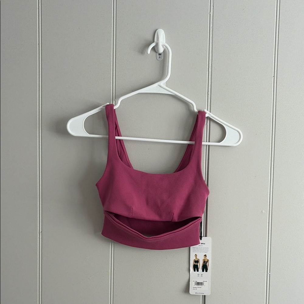 Alo sports bra in raspberry sorbet